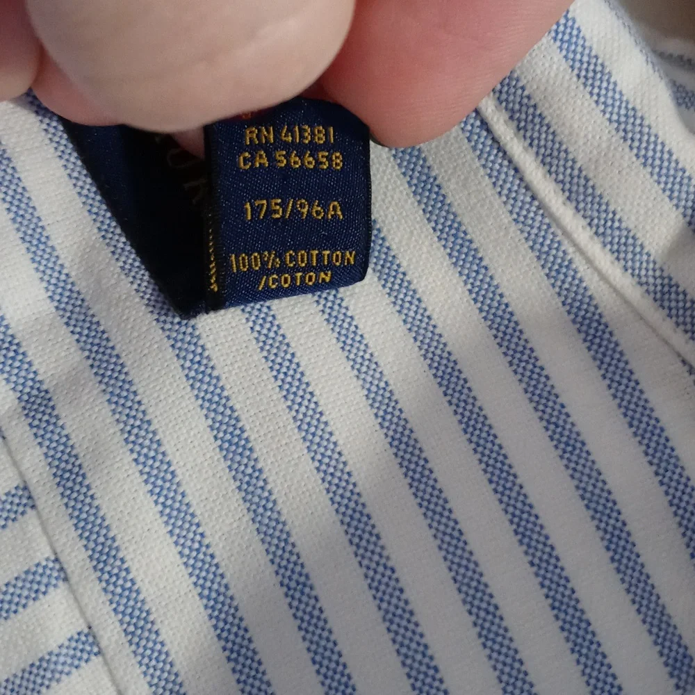 🐎Ralph Lauren🐎 - Men's Blue/White Stripe L/S Oxford Button Down - Picture 8 of 15
